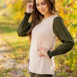 Dotted Lines Sleeve Tee -Women's Clothing Store untitled 6910 940518