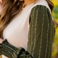 Dotted Lines Sleeve Tee -Women's Clothing Store untitled 6920 883322