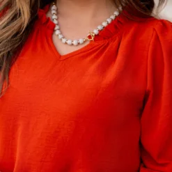 3/4 Sleeve Cinched V-Neck Blouse 17 3/4 Sleeve Cinched V-Neck Blouse -Women's Clothing Store untitled 6923