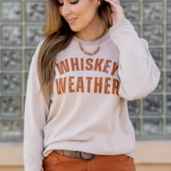 Whiskey Weather Ribbed Graphic Crewneck
