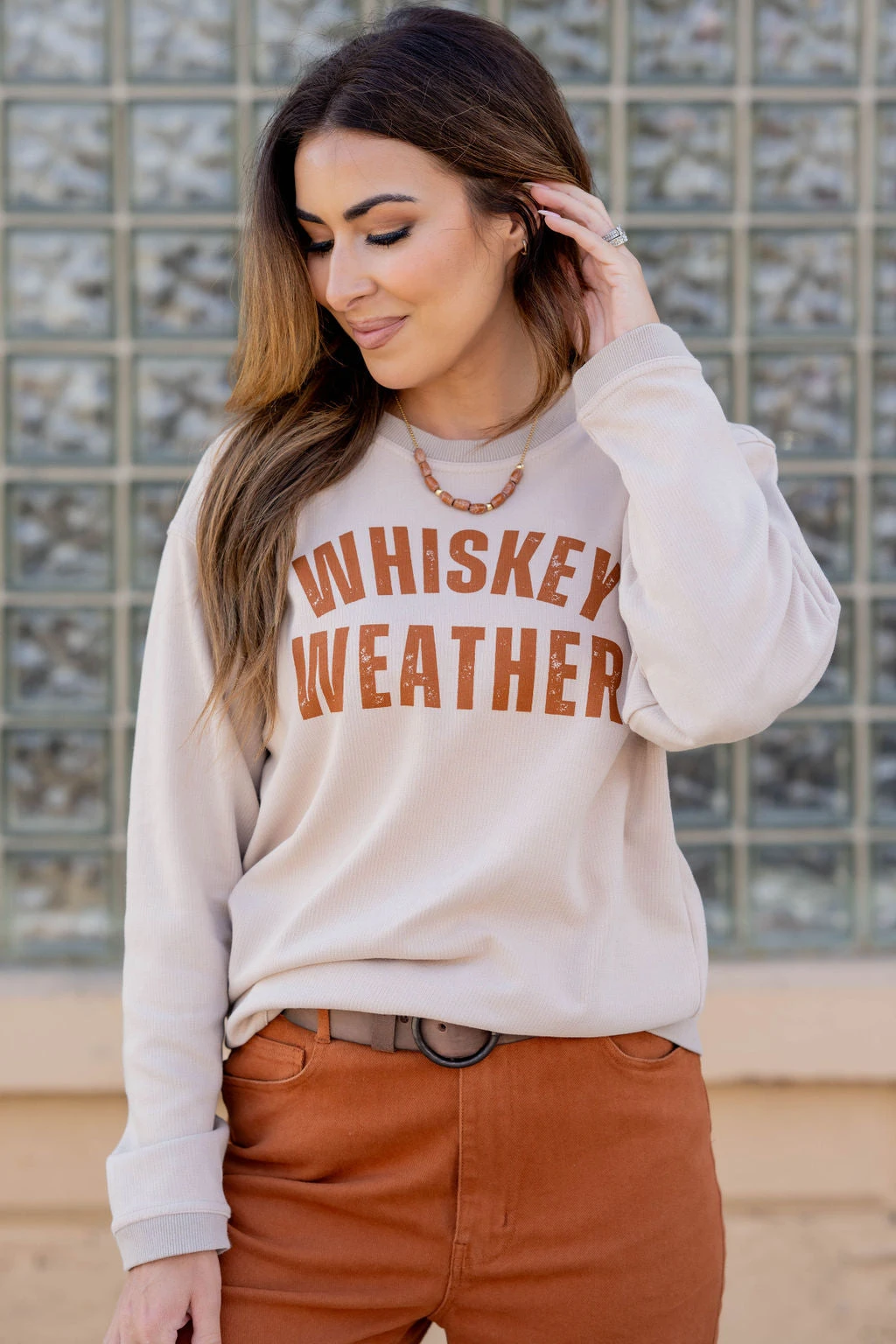 Whiskey Weather Ribbed Graphic Crewneck 1 Whiskey Weather Ribbed Graphic Crewneck