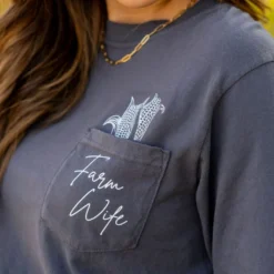 Farm Wife Long Sleeve Pocket Graphic Tee -Women's Clothing Store untitled 7016 181853