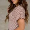Striped Ruffle Trim Tee