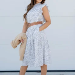 Violets Ruffle Trim Tiered Midi Dress -Women's Clothing Store untitled 7078