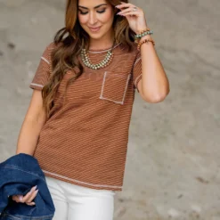Bold Stitched Striped Pocket Tee -Women's Clothing Store untitled 7190 5bf857ba e12a 4ffb 81c8 188773b8d2a7