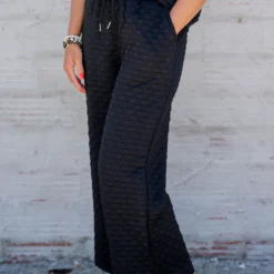 Subtle Checkered Relaxed Bottom Pants -Women's Clothing Store untitled 7198