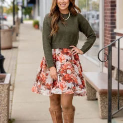 Rose Buds Faux Layered Dress