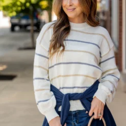 Relaxed Sleeve Striped Sweater