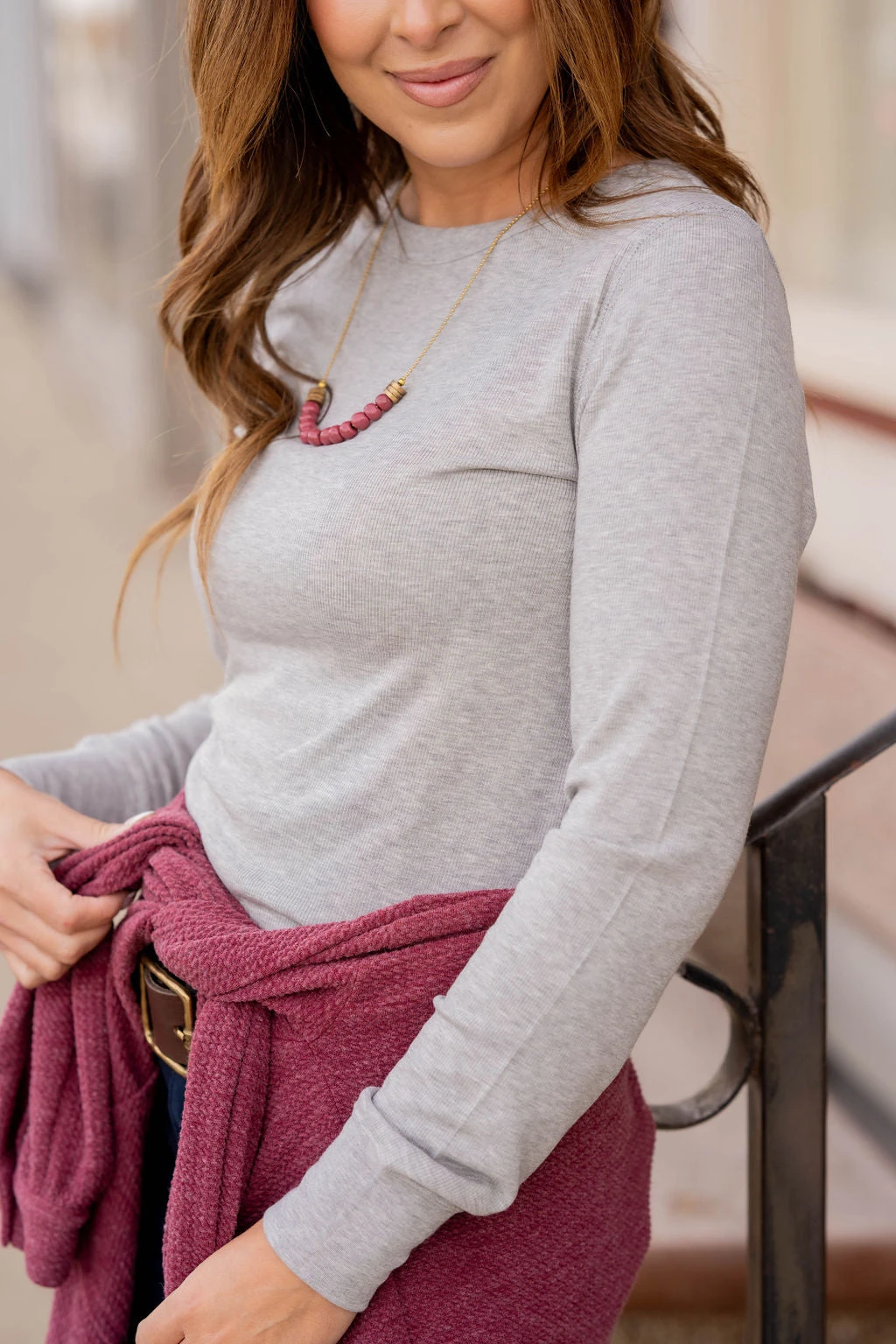 Lightly Ribbed Simple Long Sleeve Tee 17 Lightly Ribbed Simple Long Sleeve Tee - Image 17