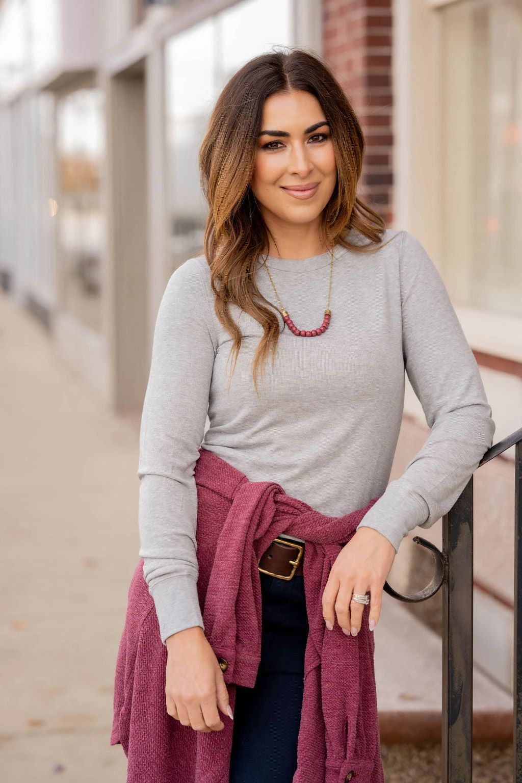 Lightly Ribbed Simple Long Sleeve Tee 18 Lightly Ribbed Simple Long Sleeve Tee - Image 18