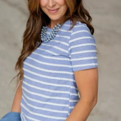 Scalloped Stripes Tee -Women's Clothing Store untitled 7367