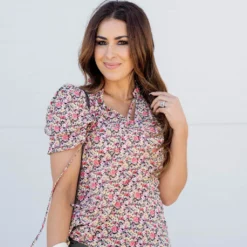 Mini Blooms Double Flutter Sleeve Blouse -Women's Clothing Store untitled 7374