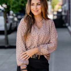 Polka Dottie Cinched Trim Blouse -Women's Clothing Store untitled 7448 2b3a9eb5 a417 4f95 9d28 bef7a7942165