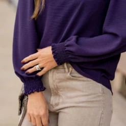 Everyday Cinched Trim V Blouse -Women's Clothing Store untitled 7465 216082