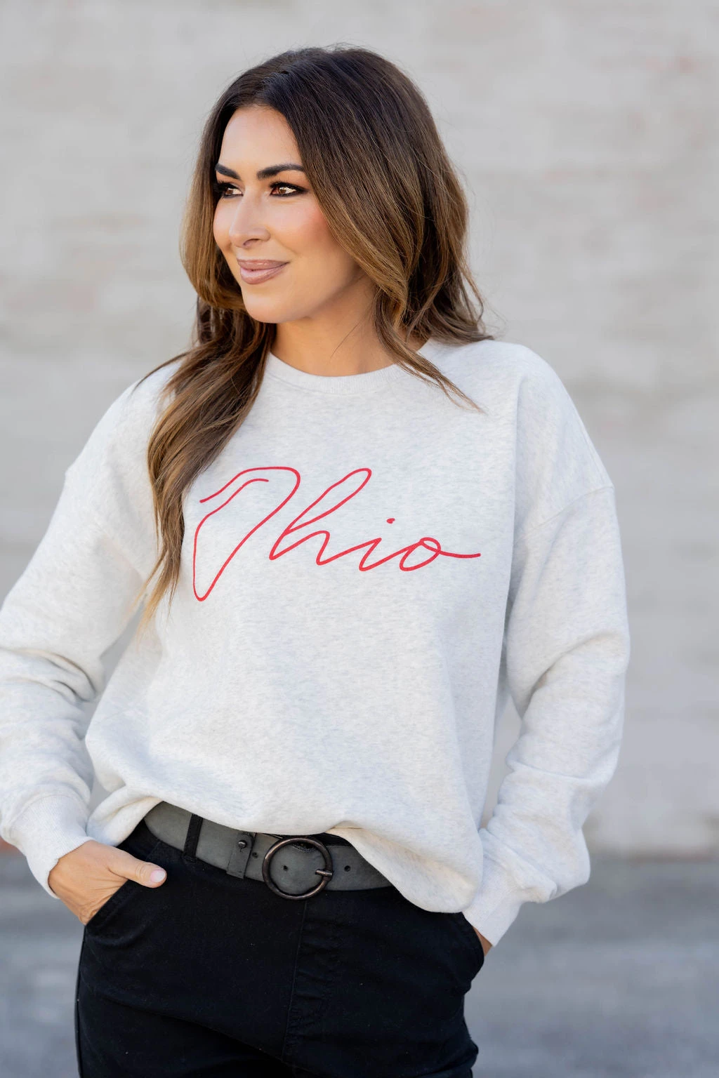 Heathered Cursive Ohio Graphic Crewneck 1 Heathered Cursive Ohio Graphic Crewneck