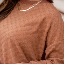 Checkered Side Slit Sweatshirt -Women's Clothing Store untitled 7502