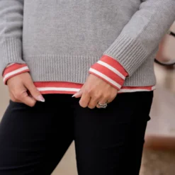 Everyday Ribbed Trim Sweater -Women's Clothing Store untitled 7513