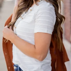 Scalloped Stripes Tee -Women's Clothing Store untitled 7515