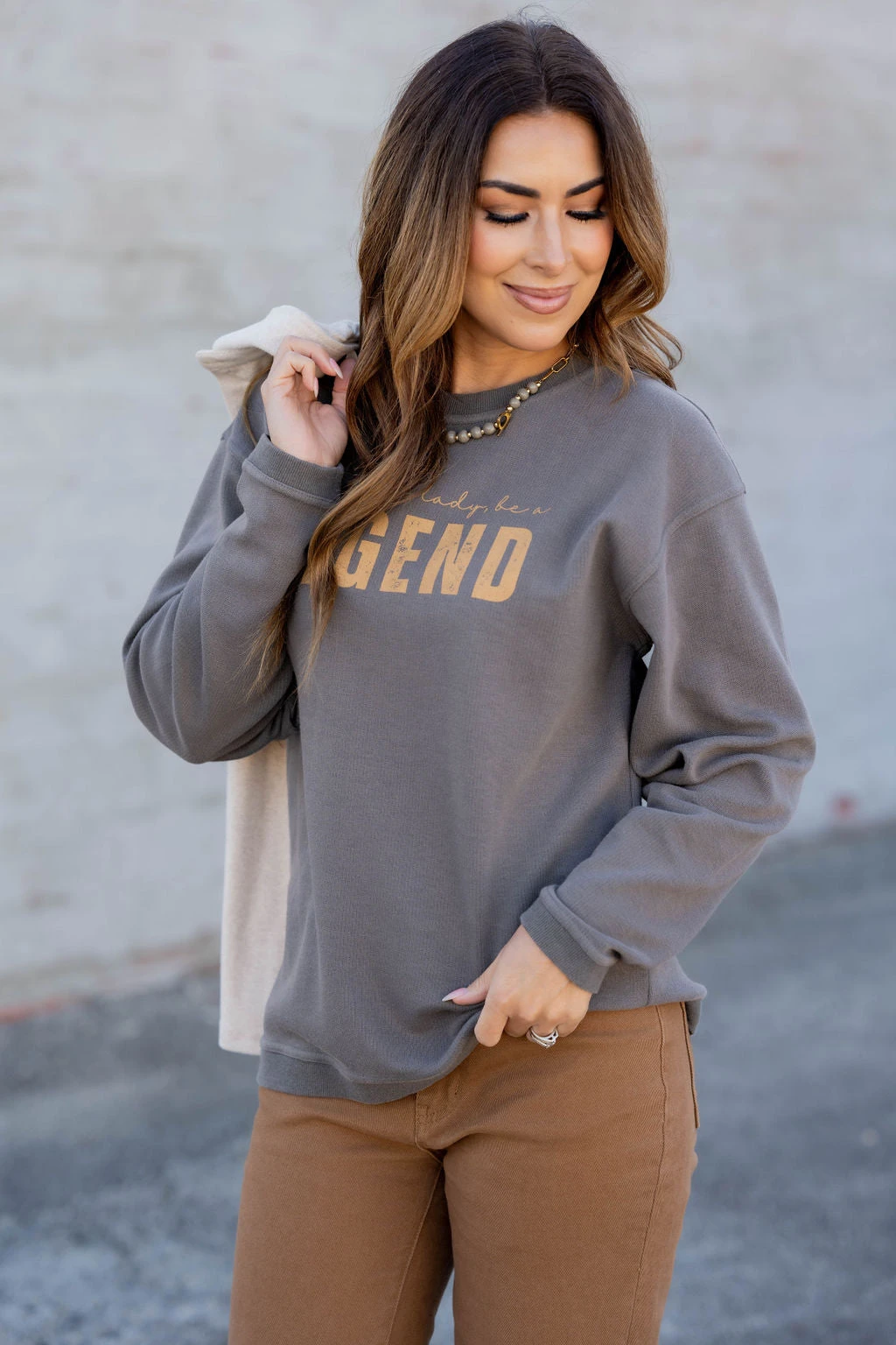 Be A Legend Ribbed Graphic Crewneck 1 Be A Legend Ribbed Graphic Crewneck