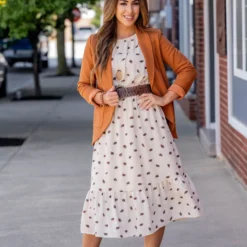 Sketched Cinched Neck Midi Dress