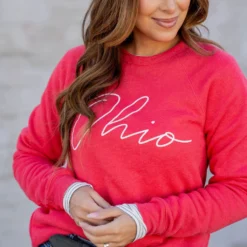 Thin Cursive Ohio Graphic Crewneck 15 Thin Cursive Ohio Graphic Crewneck -Women's Clothing Store untitled 7611