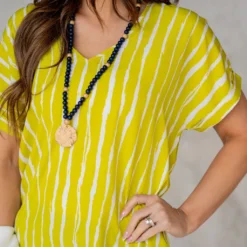 Painted Stripes Cuffed Sleeve Blouse -Women's Clothing Store untitled 7620 2