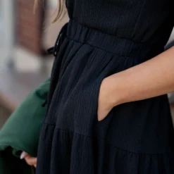 Gauze Button Accented Tiered Dress -Women's Clothing Store untitled 7627