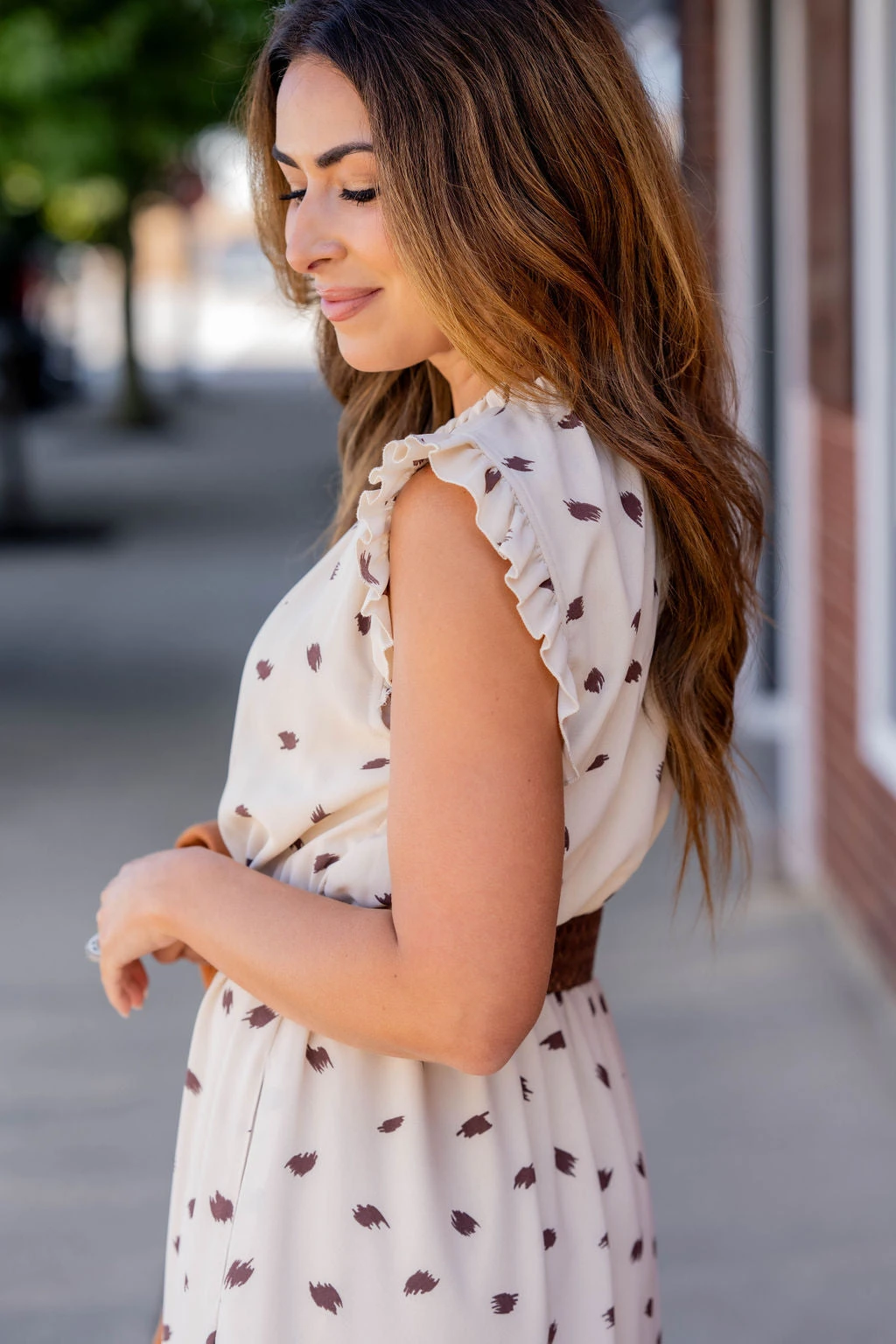 Sketched Cinched Neck Midi Dress 4 Sketched Cinched Neck Midi Dress - Image 4