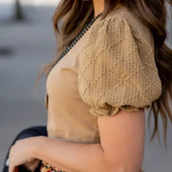 Diamond Stitched Puff Sleeve Tee 39 Diamond Stitched Puff Sleeve Tee -Women's Clothing Store untitled 7632