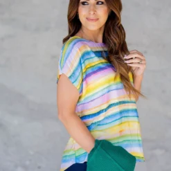 Watercolor Stripes Tee 12 Watercolor Stripes Tee -Women's Clothing Store untitled 7656