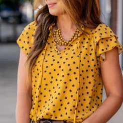 Splotched Dual Flutter Tie Blouse 15 Splotched Dual Flutter Tie Blouse -Women's Clothing Store untitled 7672