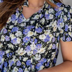 Speckled Floral Cap Sleeve Blouse -Women's Clothing Store untitled 7687