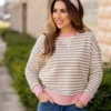Color Trim Striped Sweatshirt