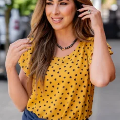 Splotched Double Flutter Blouse -Women's Clothing Store untitled 7718