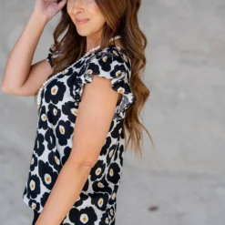 Blossoms Ruched Ruffle Trim Tank 22 Blossoms Ruched Ruffle Trim Tank -Women's Clothing Store untitled 7721