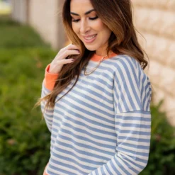 Color Trim Striped Sweatshirt -Women's Clothing Store untitled 7818 11830506 531c 4449 b247 c7f06ea98435