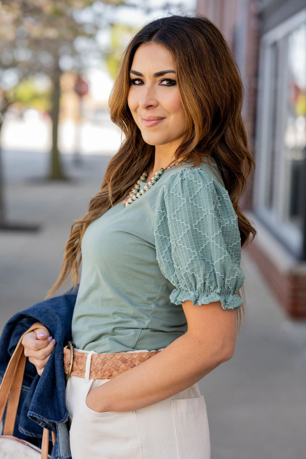 Diamond Stitched Puff Sleeve Tee 12 Diamond Stitched Puff Sleeve Tee - Image 12