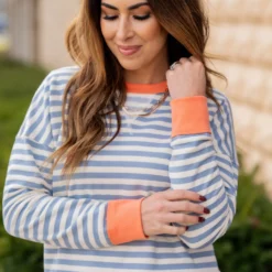 Color Trim Striped Sweatshirt -Women's Clothing Store untitled 7825 545147f7 580d 4cf3 ad60 6dab77089d51