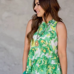 Blooms Cinched Neck Tiered Tank 8 Blooms Cinched Neck Tiered Tank -Women's Clothing Store untitled 7851