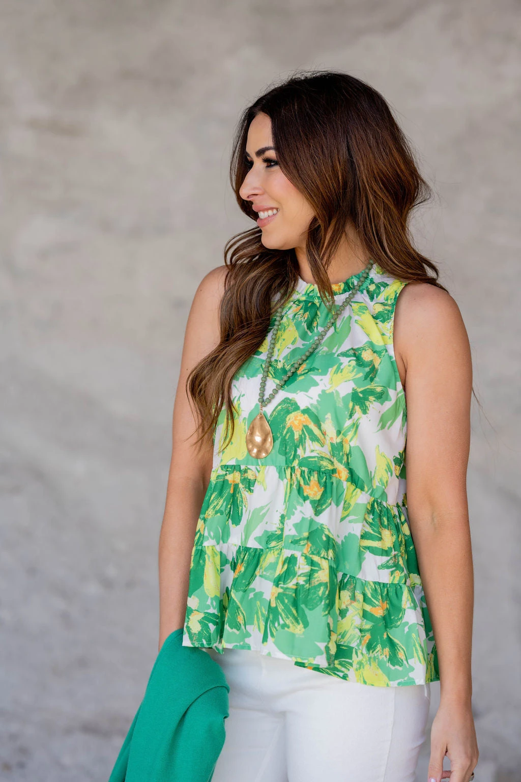 Blooms Cinched Neck Tiered Tank 3 Blooms Cinched Neck Tiered Tank - Image 3