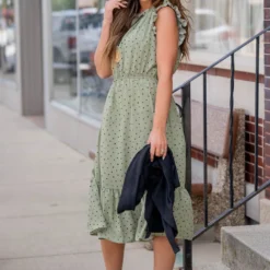 Polka Dottie Cinched Neck Midi Dress -Women's Clothing Store untitled 7899 f8567e4b e5cd 4a2d 8c36 acc1e98ec05b