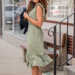 Polka Dottie Ruffle Trim Midi Dress -Women's Clothing Store untitled 7914 4f79b0fa 5c0b 4504 9626 30659764823e