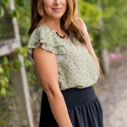 Polka Dottie Double Flutter Blouse -Women's Clothing Store untitled 7942 8a645d32 3f66 4c8e b4fd c729f3e7b19c