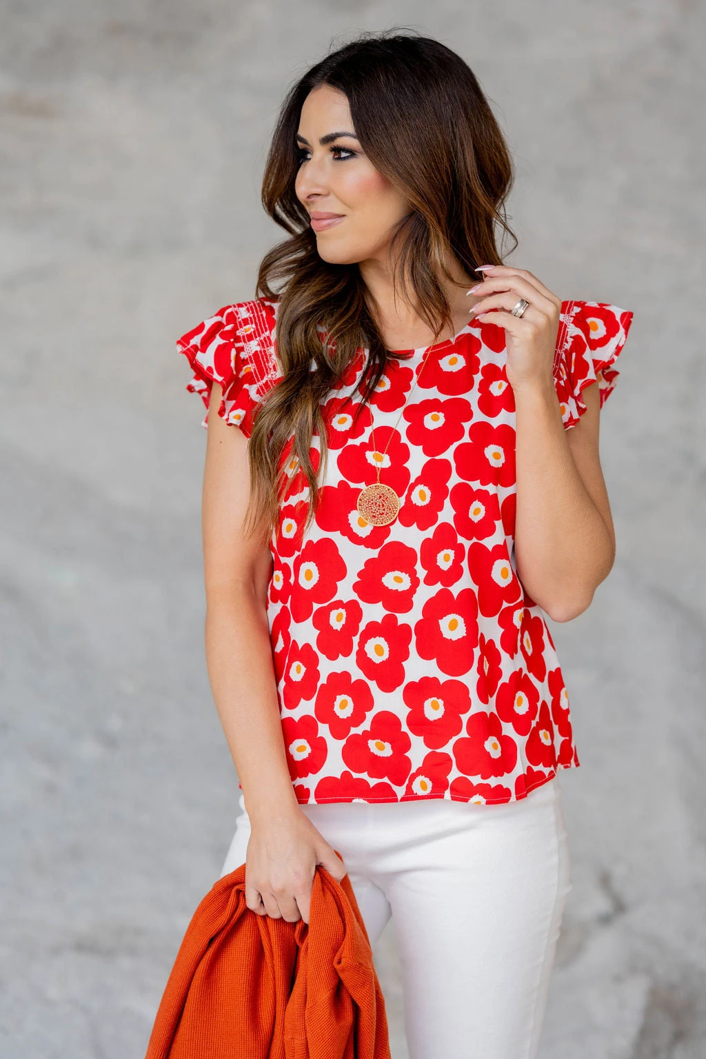 Blossoms Ruched Ruffle Trim Tank 3 Blossoms Ruched Ruffle Trim Tank - Image 3