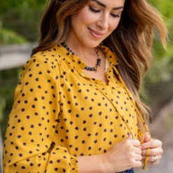 Splotched Cinched Trim Tie Blouse -Women's Clothing Store untitled 7958 b2d3548b 9f98 48ed 91a8 30e4a31a1291