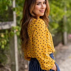 Splotched Cinched Trim Tie Blouse -Women's Clothing Store untitled 7969 5fc5be6c 57bd 4753 9bb1 b9bd8d065ea2