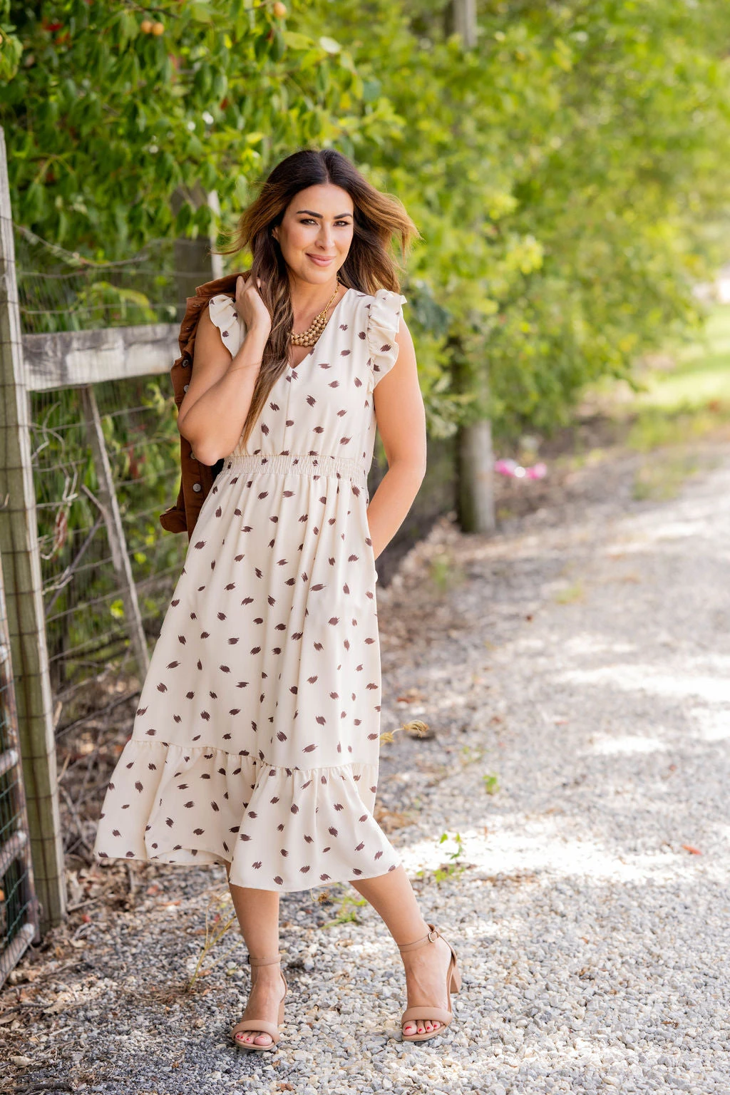 Sketched Ruffle Trim Midi Dress 3 Sketched Ruffle Trim Midi Dress - Image 3