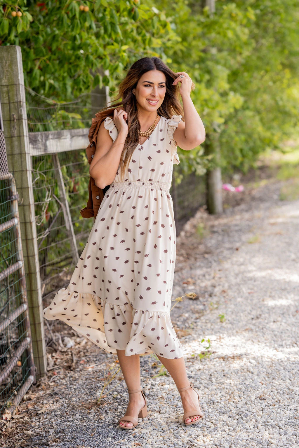 Sketched Ruffle Trim Midi Dress 1 Sketched Ruffle Trim Midi Dress