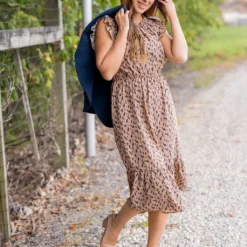 Brush Stroke Cinched Neck Midi Dress -Women's Clothing Store untitled 8030 60a748e5 170e 4bbf b2c4 382da6ad7c70