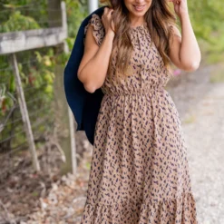 Brush Stroke Cinched Neck Midi Dress -Women's Clothing Store untitled 8035 9547ac24 3d1e 40a6 9aac 45f6b8ddb109